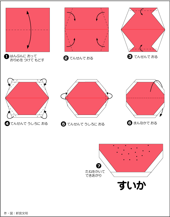 折り図・すいか の折り図｜おりがみくらぶ